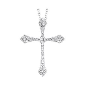 14KT White Gold & Diamond Classic Book Cross Pendants Neckwear Pendant   - 1/10 ctw