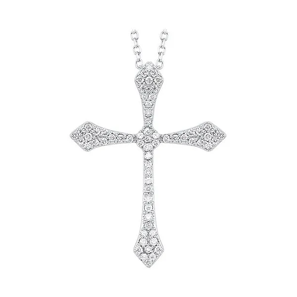 14KT White Gold & Diamond Classic Book Cross Pendants Neckwear Pendant   - 1/10 ctw