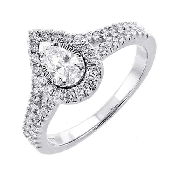 14KT White Gold & Diamonds Stunning Engagement Ring - 1/2 CTW