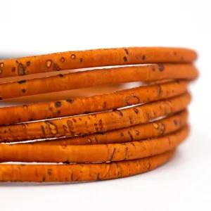 3mm Round orange Cork Cord COR-357(10 meters)