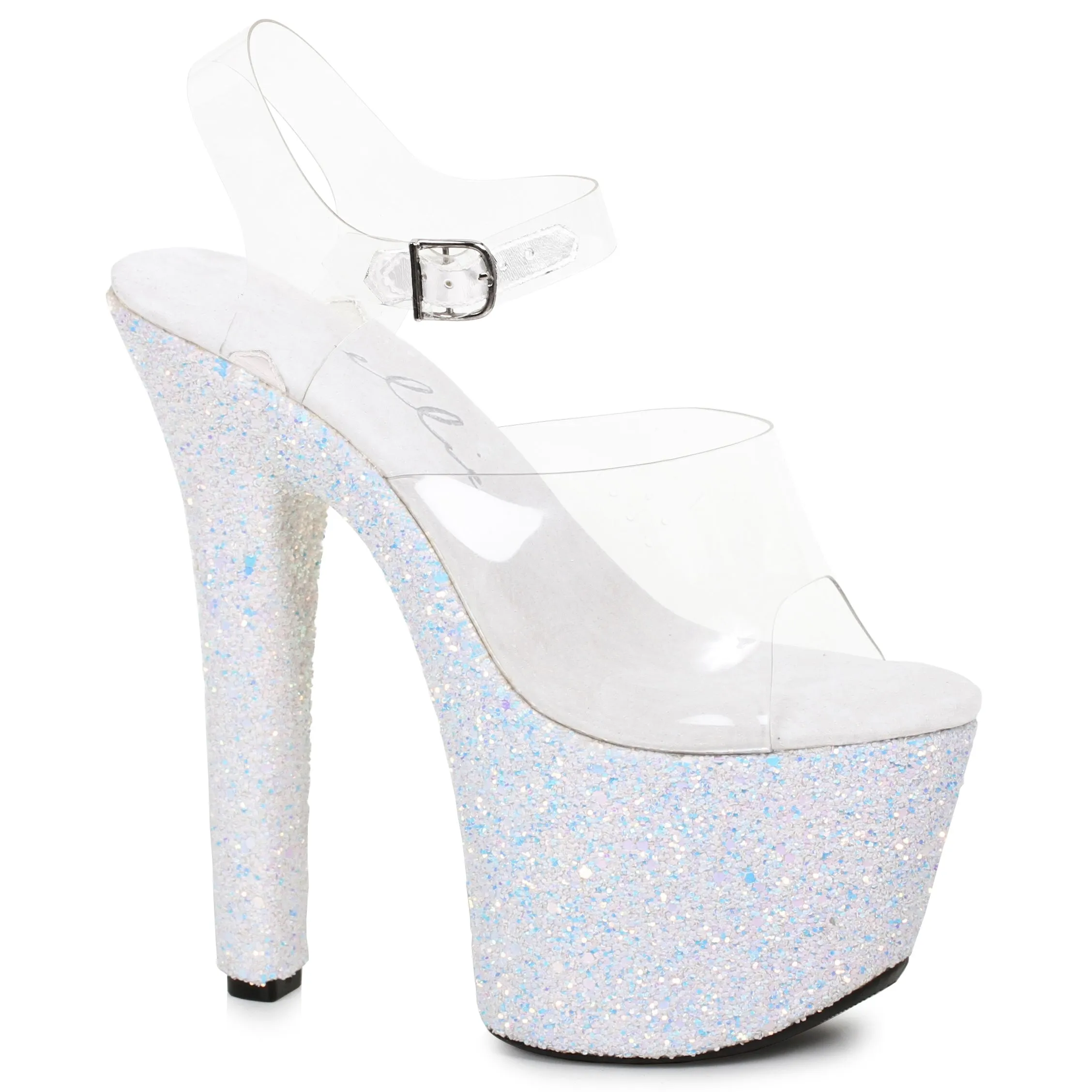 7 Pointed Stiletto Mule Sandal With Glitter Platform