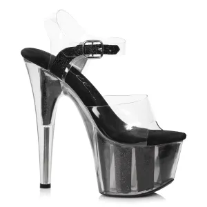 7 Pointed Stiletto Sandal W/Glitter In Platform