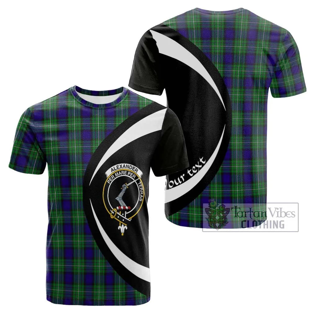 Alexander Tartan Cotton T-shirt with Family Crest Circle Style