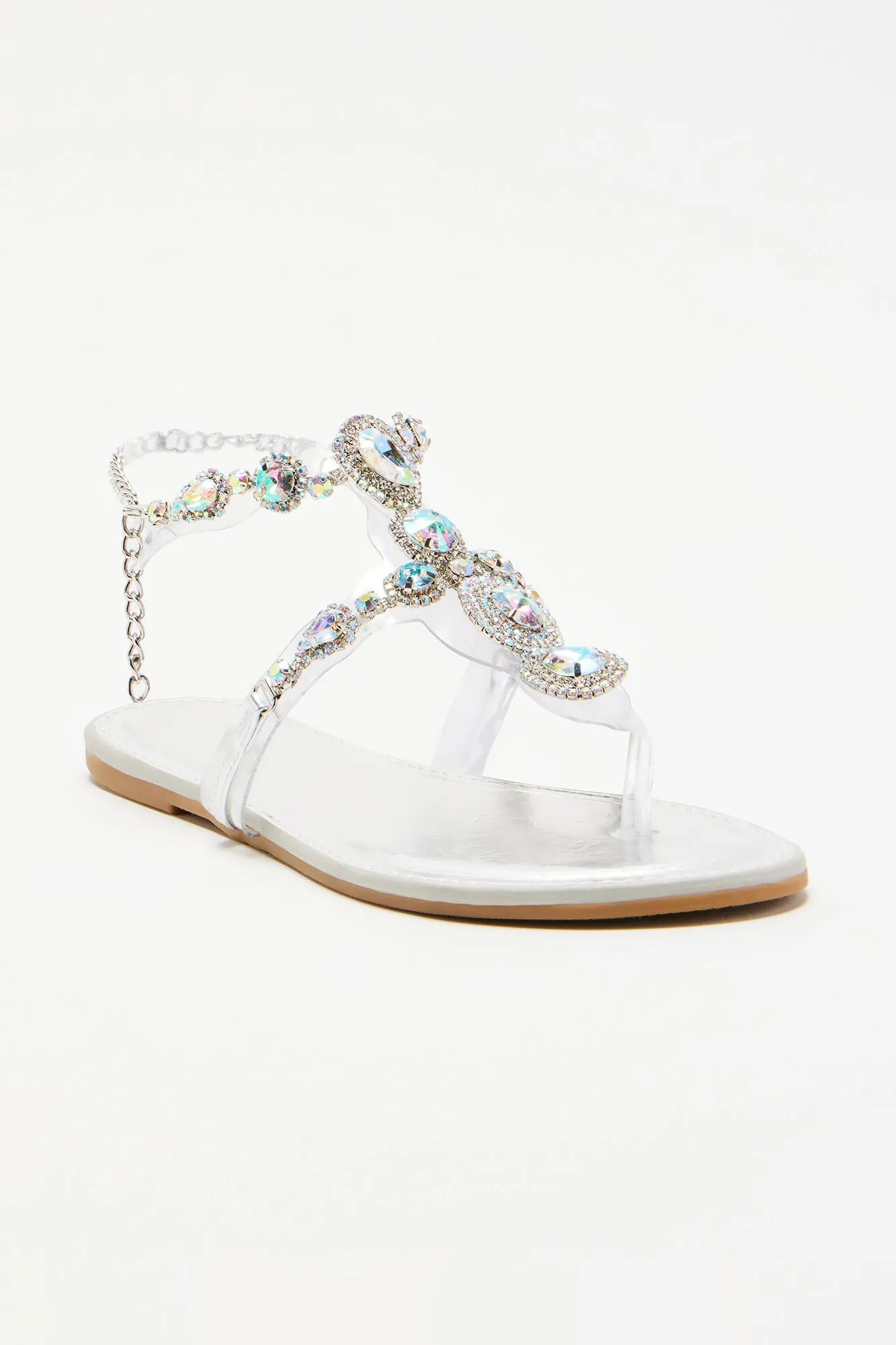 Amozae-Aislinn Embellished Strappy Sandals - Silver