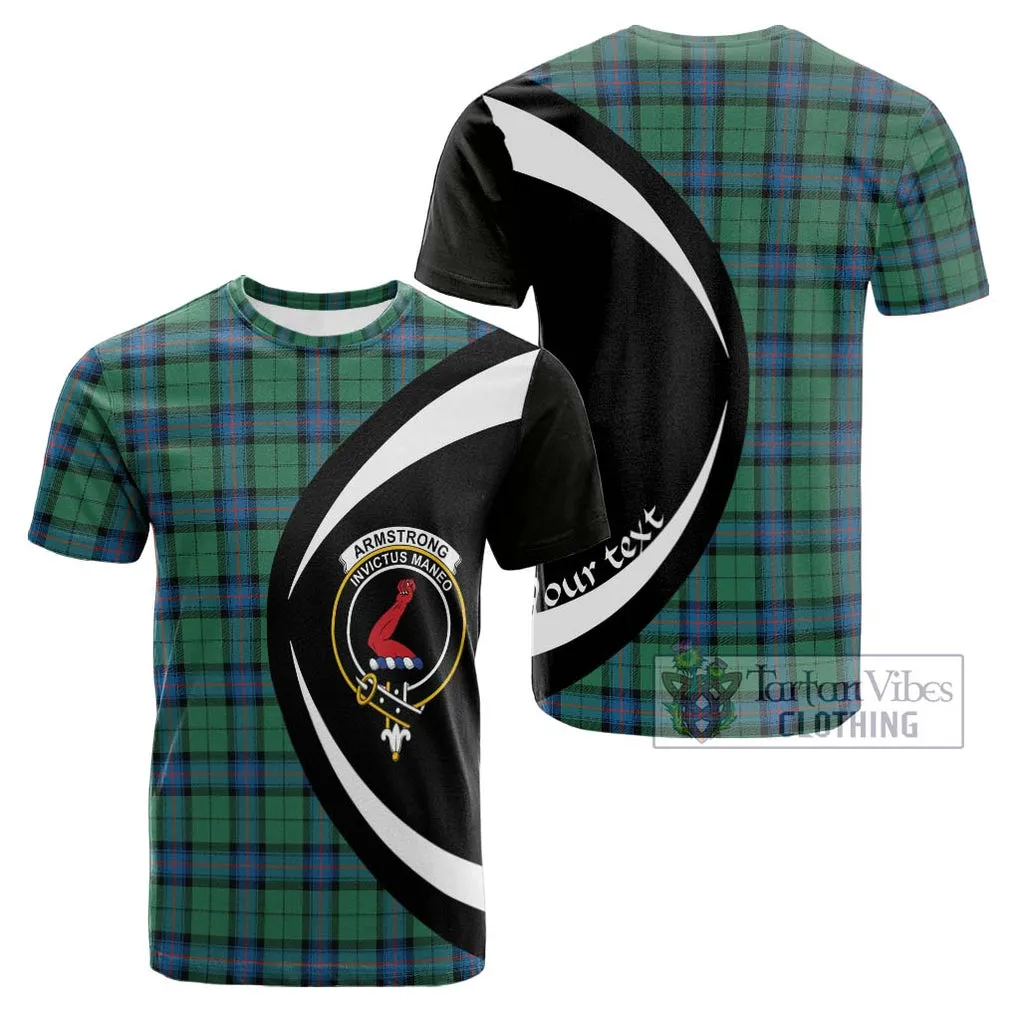 Armstrong Ancient Tartan Cotton T-shirt with Family Crest Circle Style