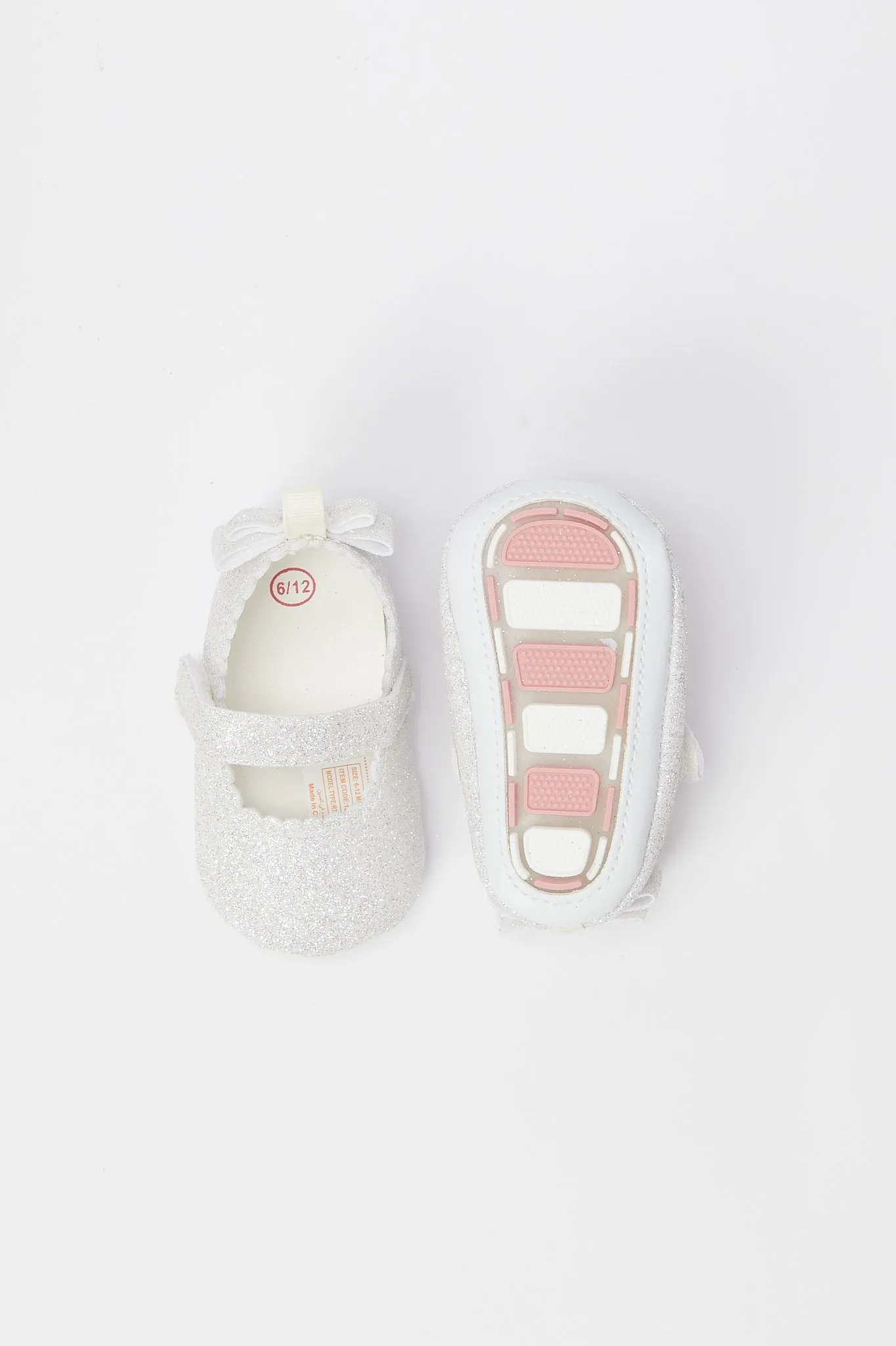 Baby White Glitter Pram Shoe