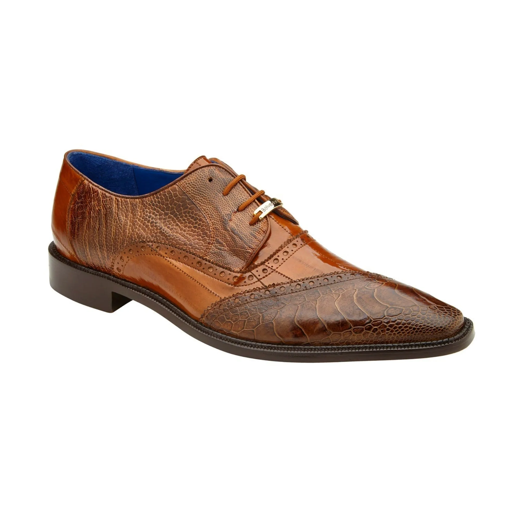 Belvedere Nino in Antique Camel Eel & Ostrich Oxfords