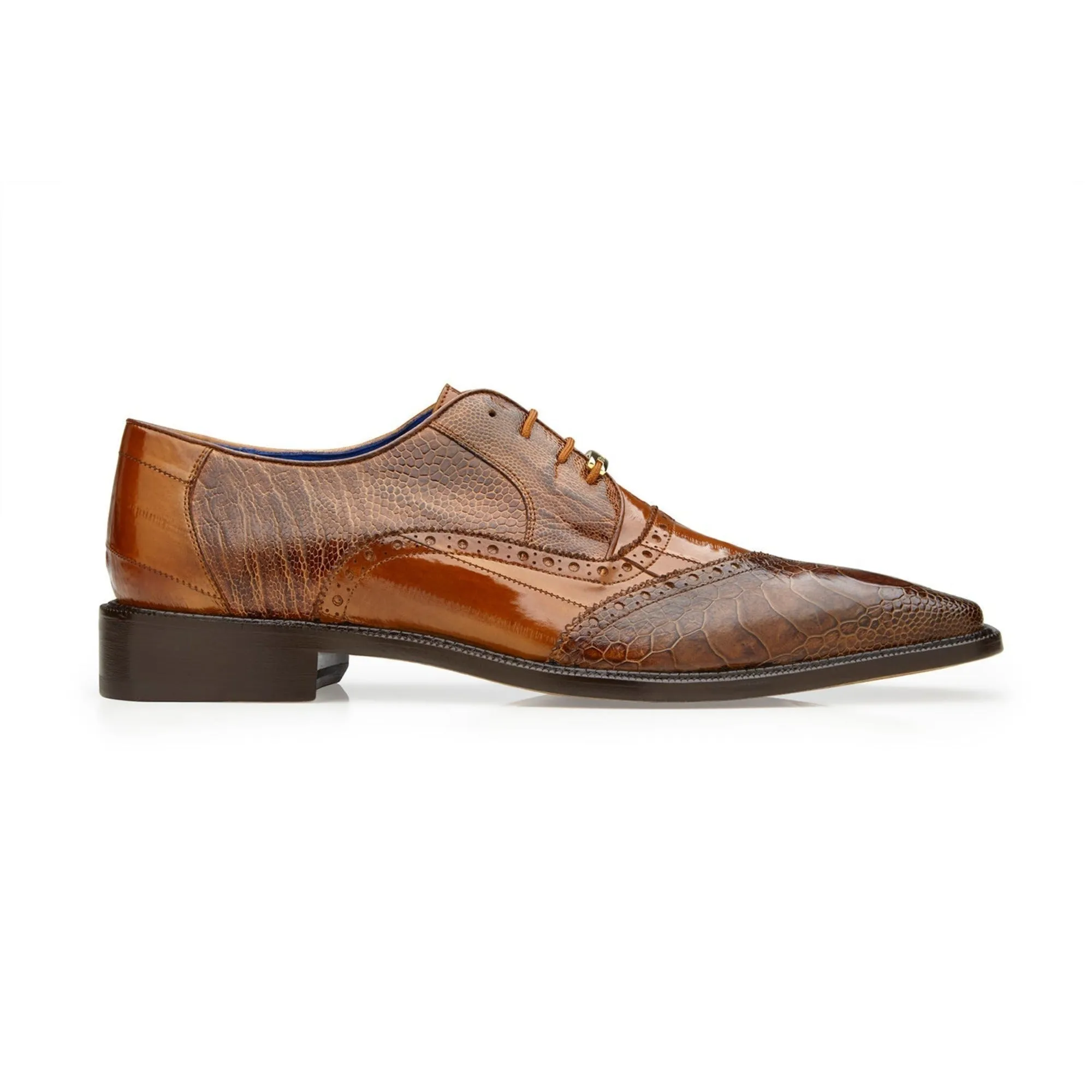 Belvedere Nino in Antique Camel Eel & Ostrich Oxfords