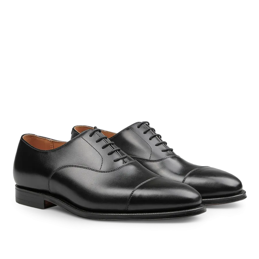 Black Calf Leather Connaught Cap Oxfords