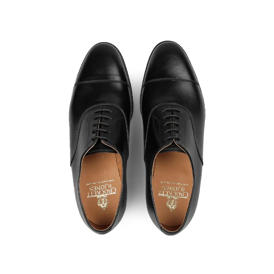 Black Calf Leather Connaught Cap Oxfords