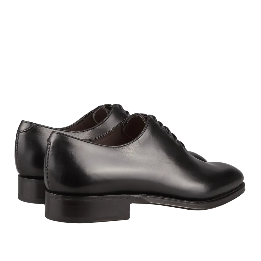 Black Calf Leather Wholecut Rain Oxford Shoes