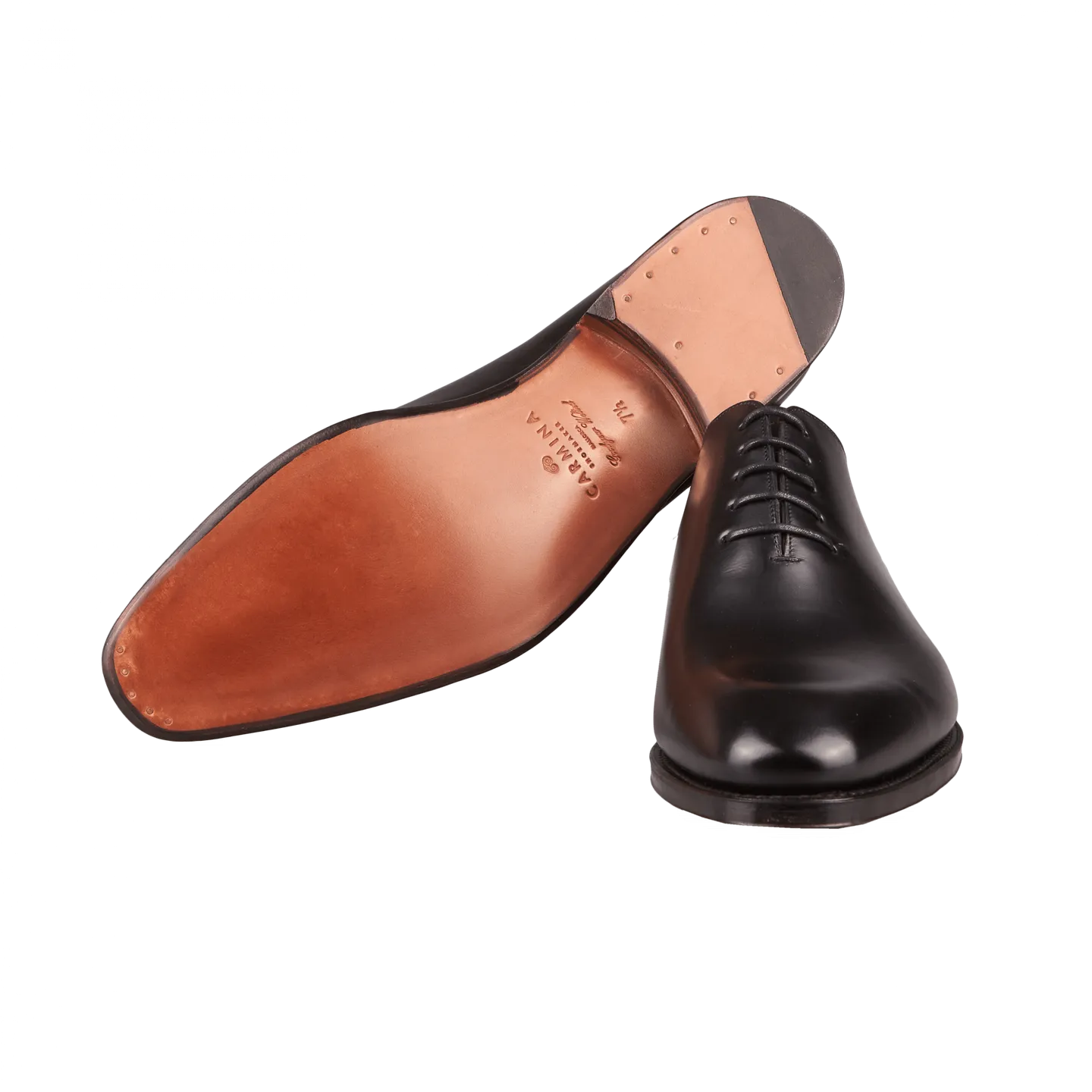 Black Calf Leather Wholecut Rain Oxford Shoes