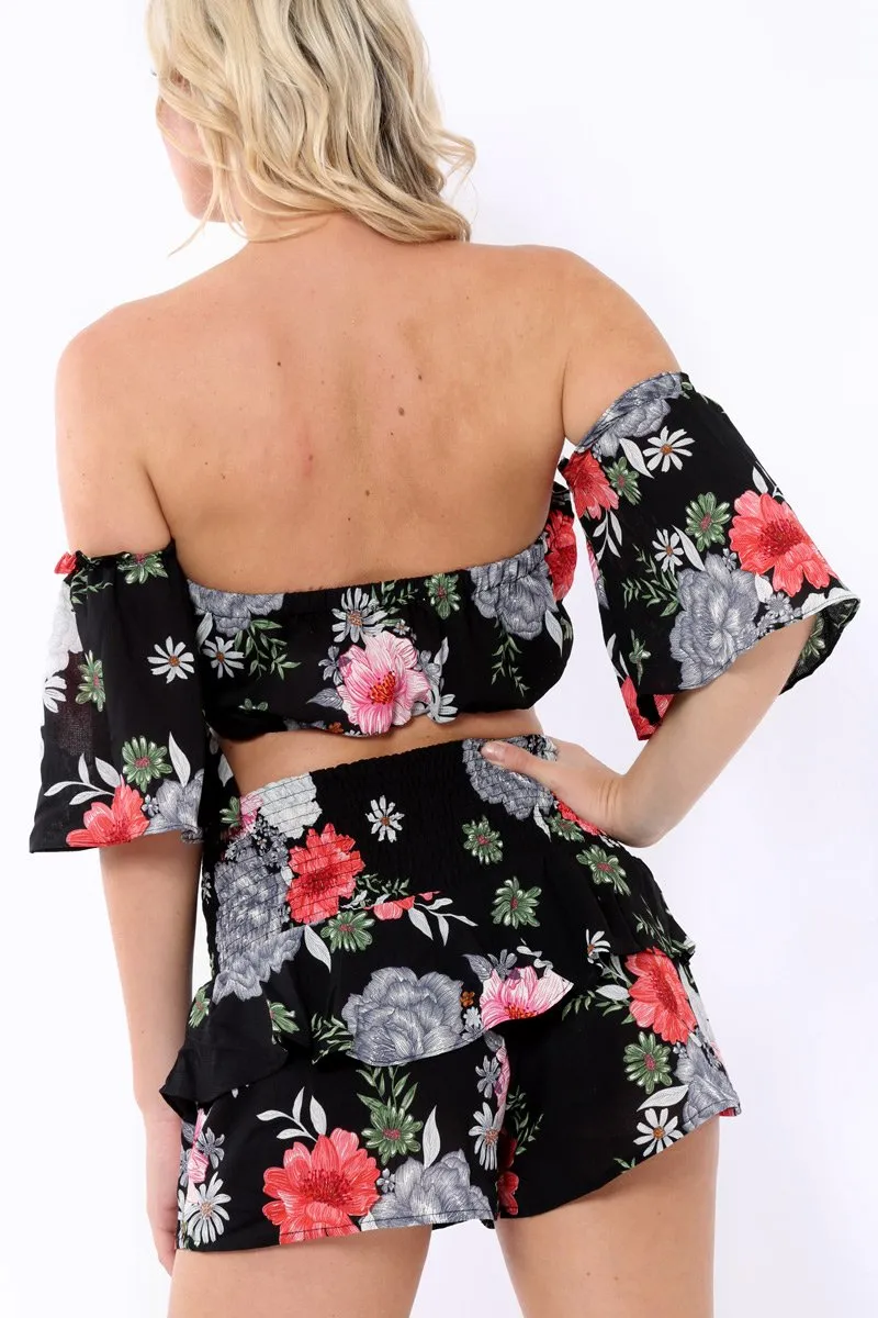 Black Floral Co-Ord Set - Adana