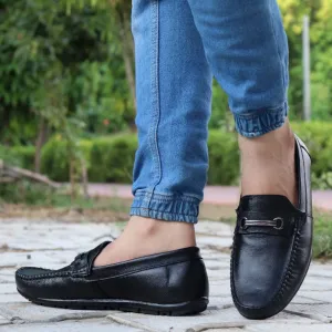 Black Stylish Party Wear Leather Casual Shoes For Men and Boys