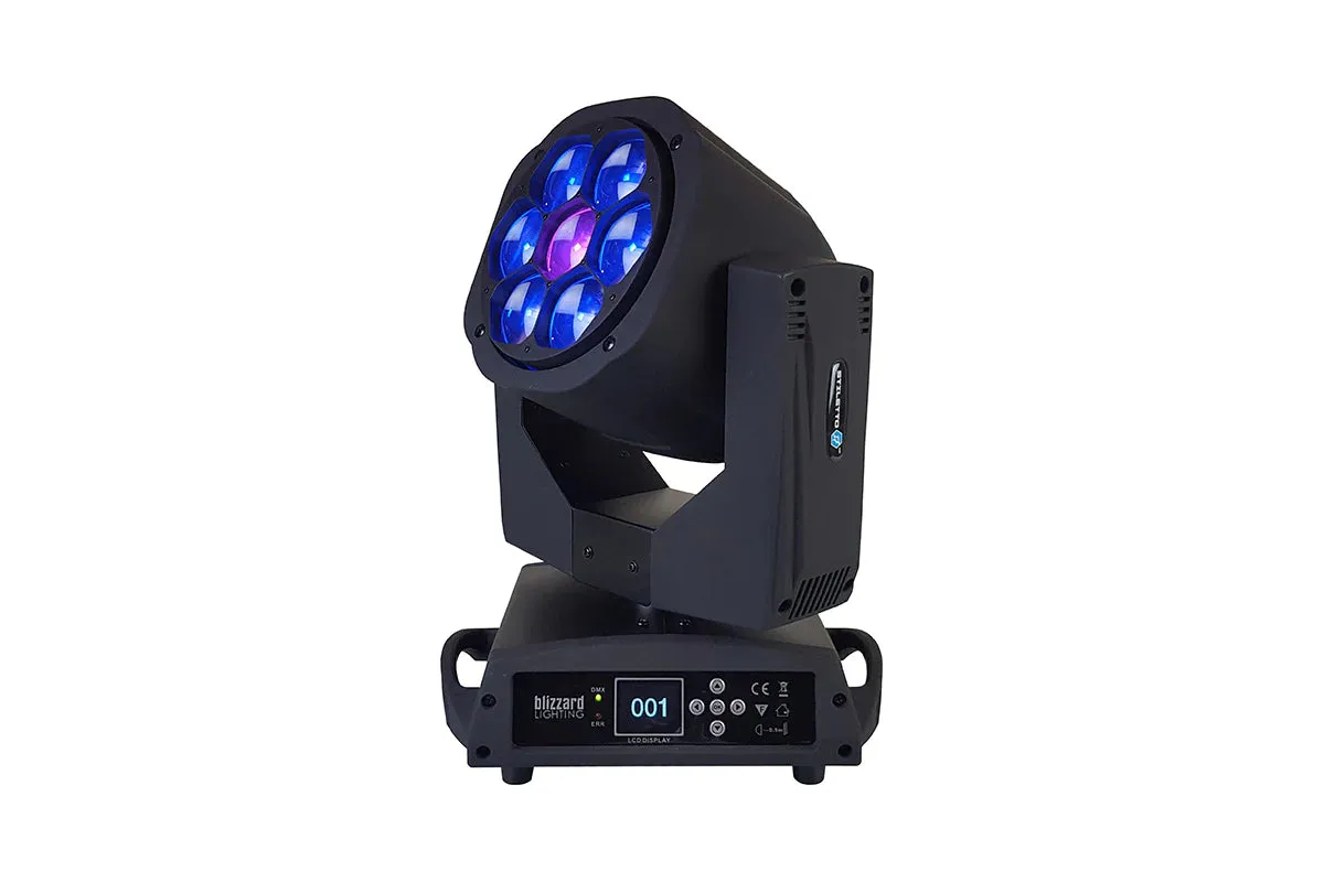 Blizzard Lighting Stiletto I7 7x15W RGBW LED Moving Light with Zoom and Rotating Front Lens