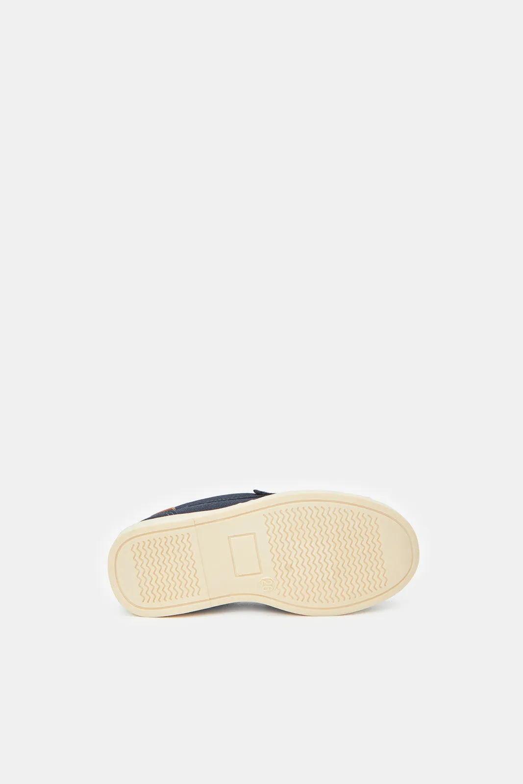 Boys Navy Material Block Loafers