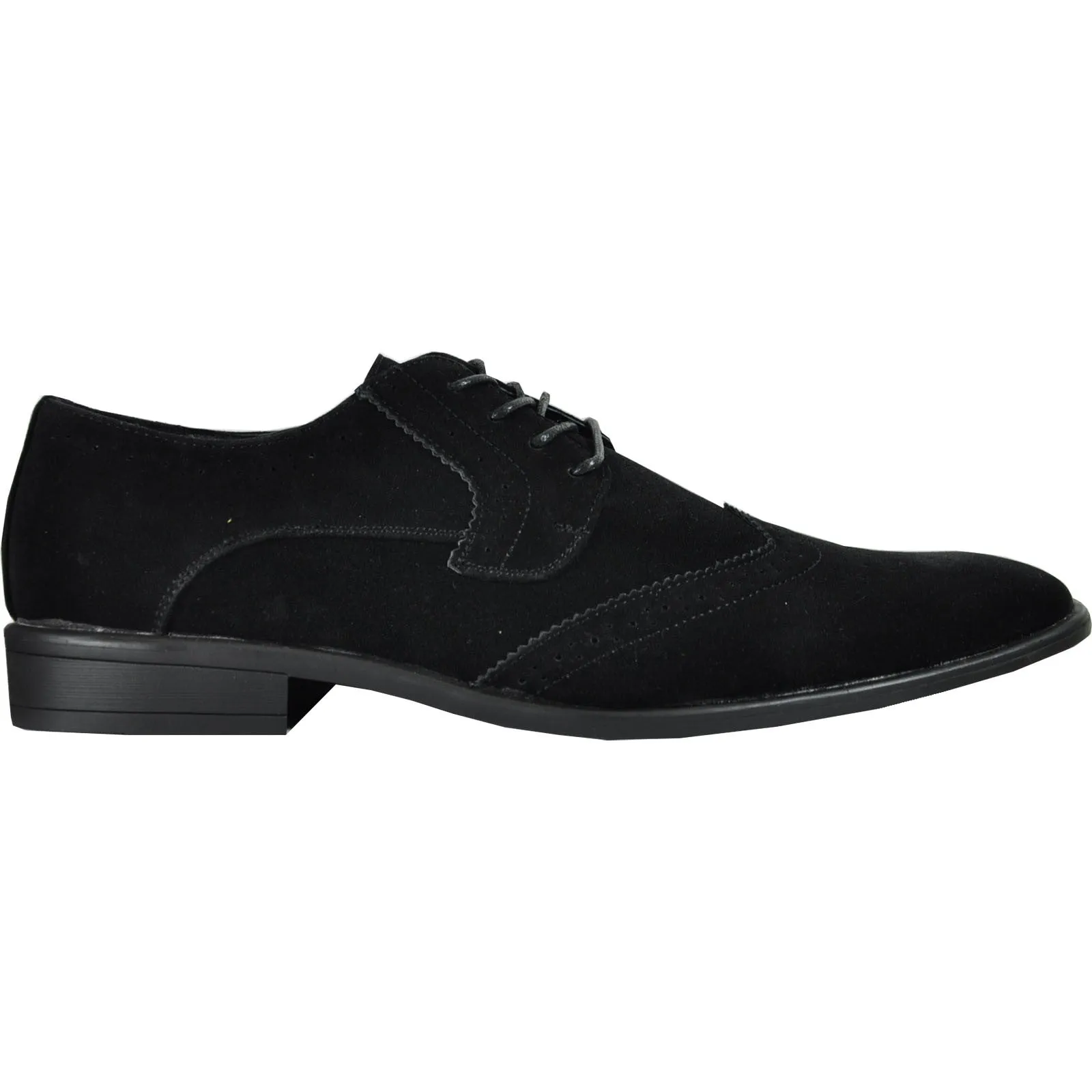 BRAVO Men Dress Shoe KING-3 Wingtip Oxford Shoe Black - Wide Width Available