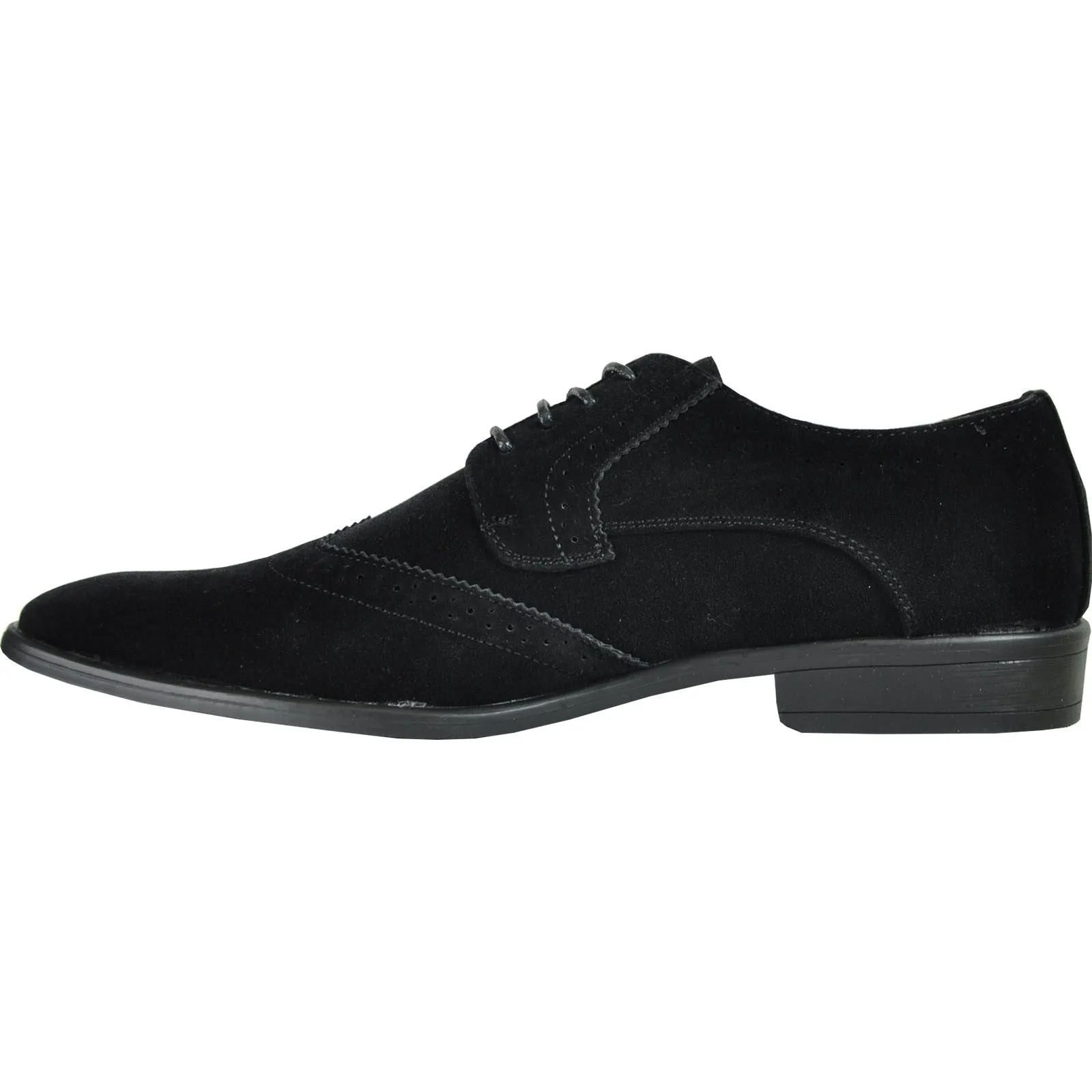 BRAVO Men Dress Shoe KING-3 Wingtip Oxford Shoe Black - Wide Width Available