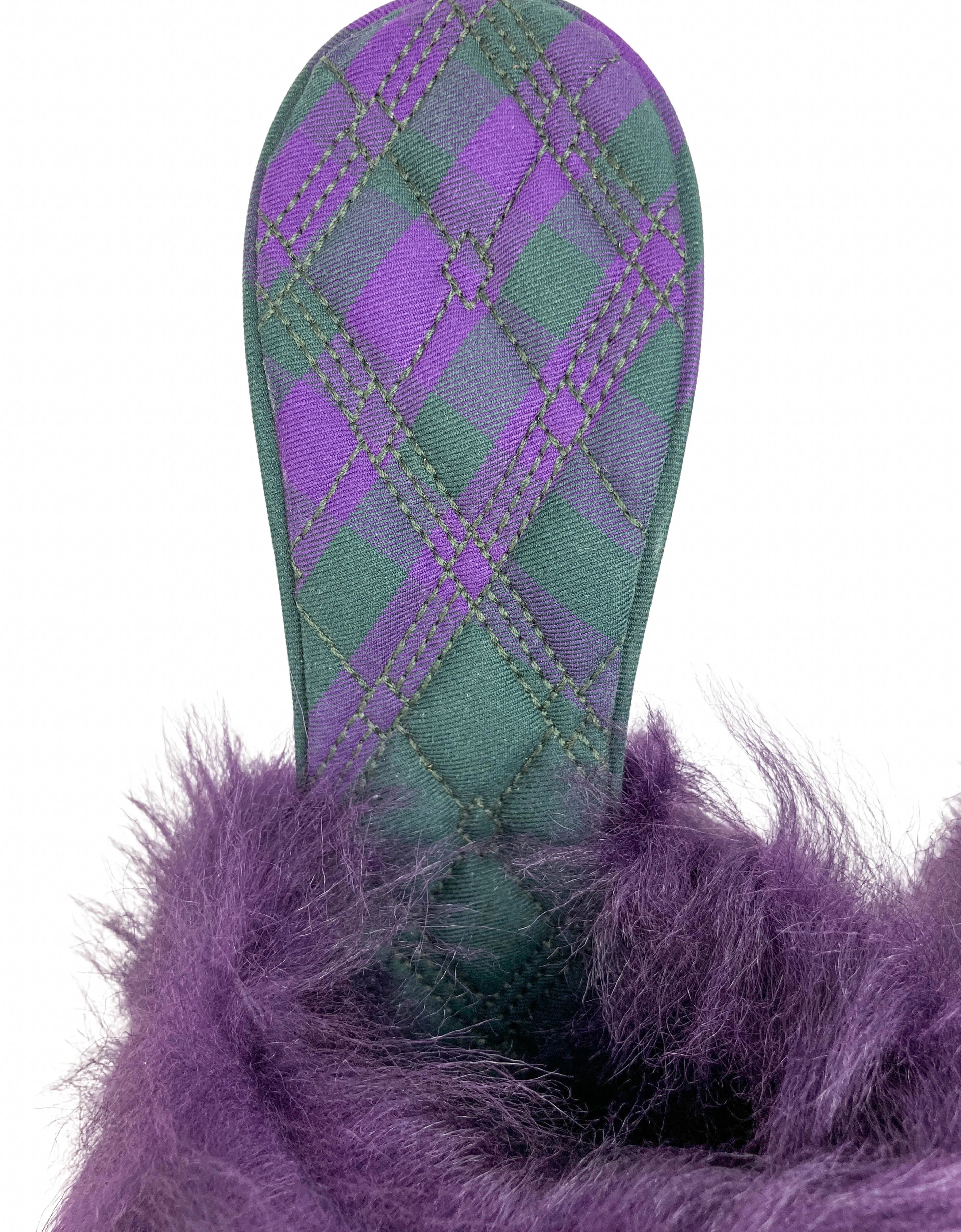 Burberry Minnie Fur Heels in Purple