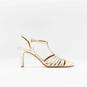 Caged Point-toe Gold Sandal