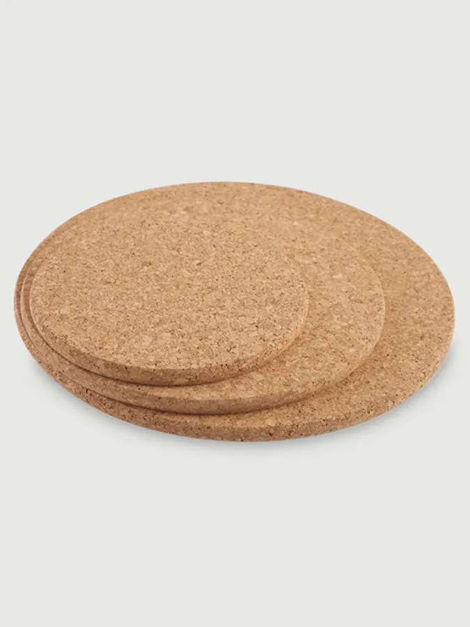 Cork Ethos Pack Of 3 Round Trivets 150 200 250 x 10mm