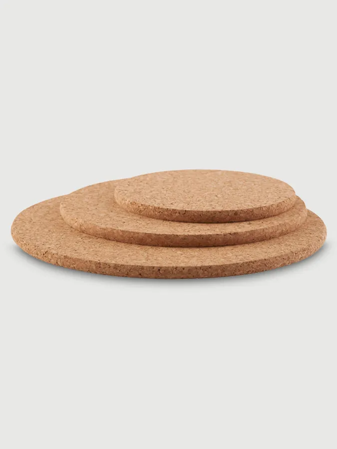 Cork Ethos Pack Of 3 Round Trivets 150 200 250 x 10mm