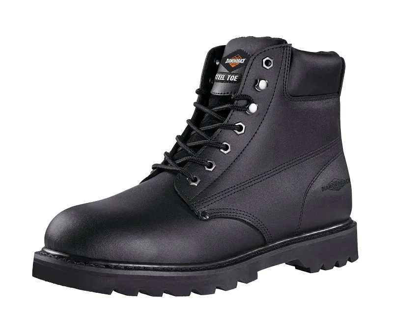 Diamondback Work Boots, 11, Medium W, Black, Leather Upper, Lace-Up, Steel Toe, With Lining :PR: QUANTITY: 1