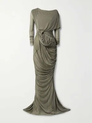 Draped stretch-jersey gown