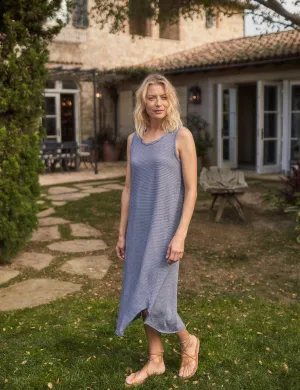 Frank & Eileen - Relaxed Asymmetric Tank Dress in Navy w/ Fine White Stripe