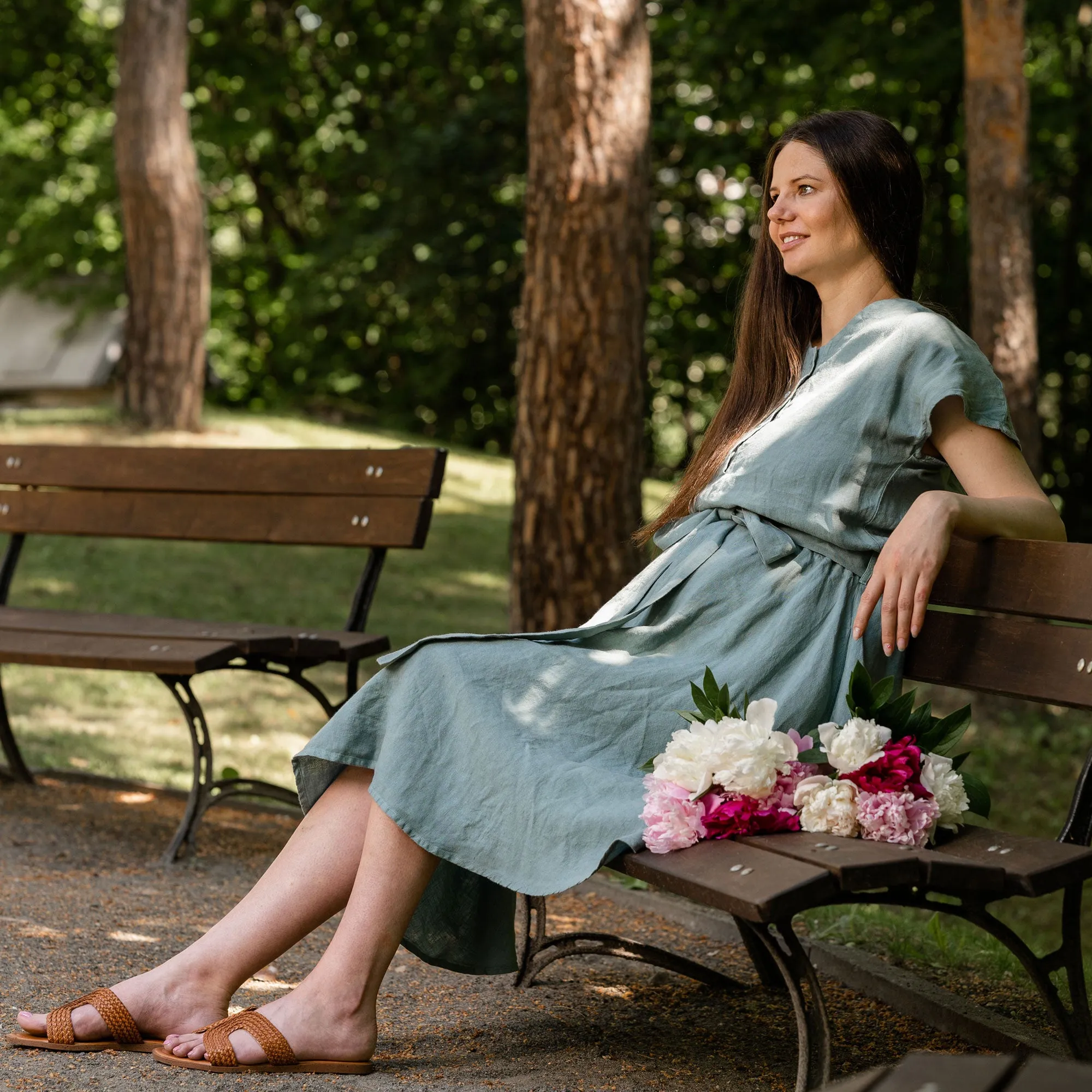 Front Button Dress Brigit Mint Green