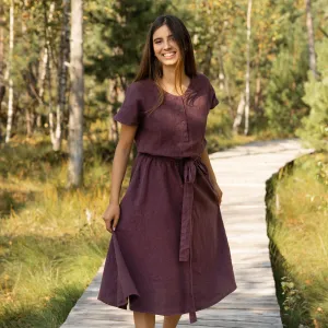 Front Button Dress Brigit Shadow Purple