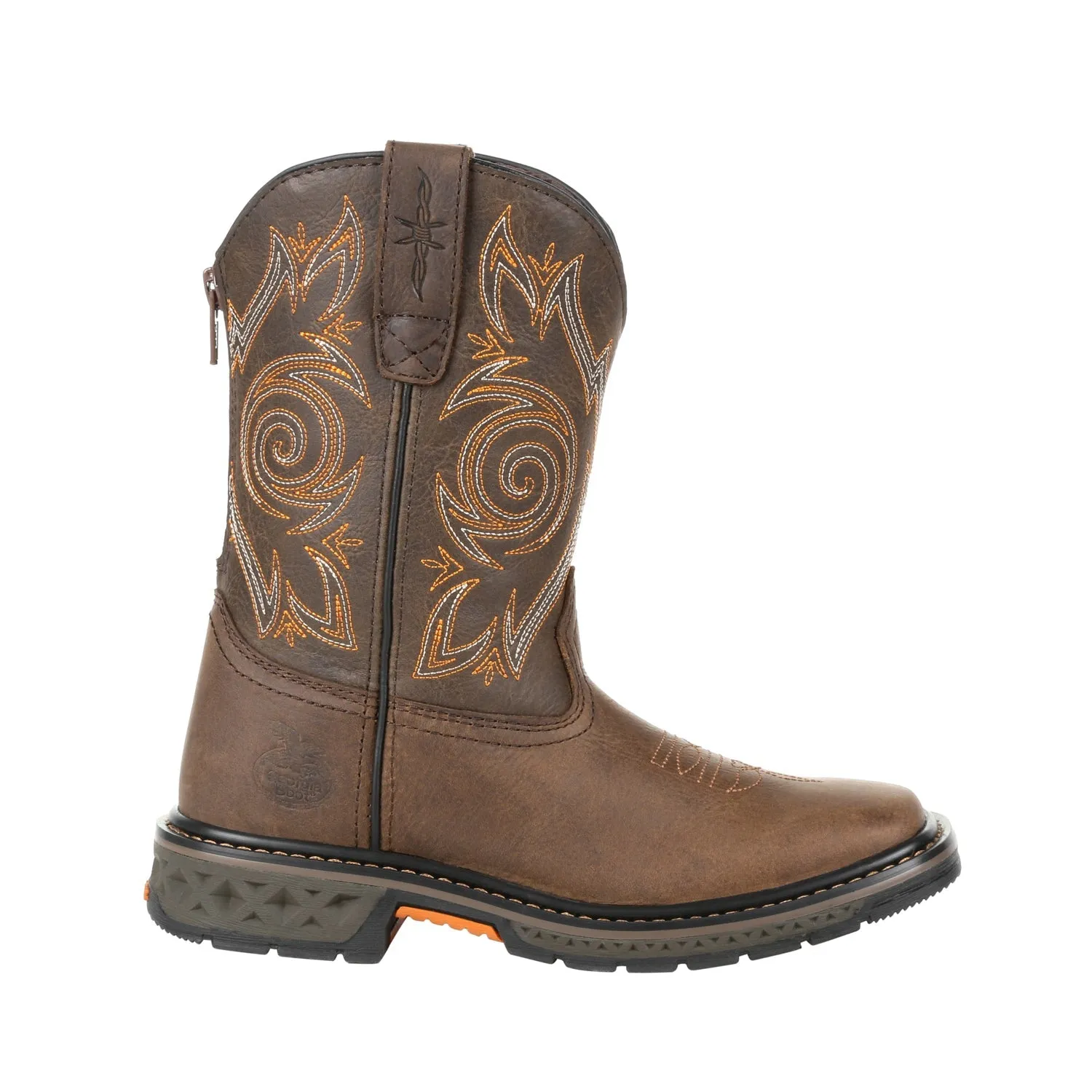 Georgia Kids Brown Leather Carbo-Tec LT Pull-On Cowboy Boots