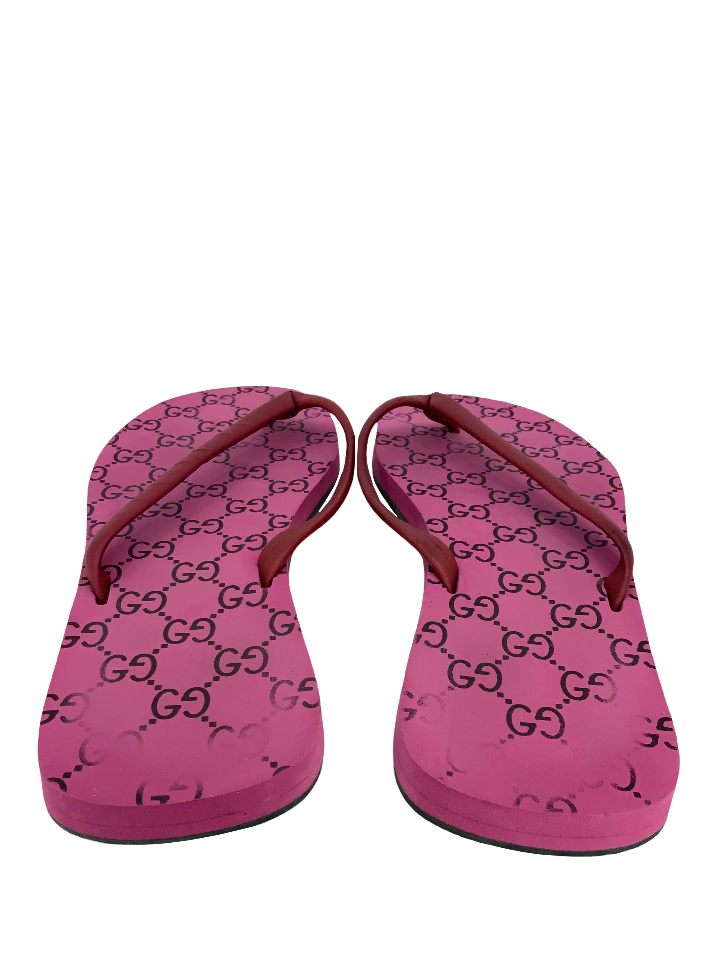 Gucci GG Monogram Flip Flop Sandals Size 9.5