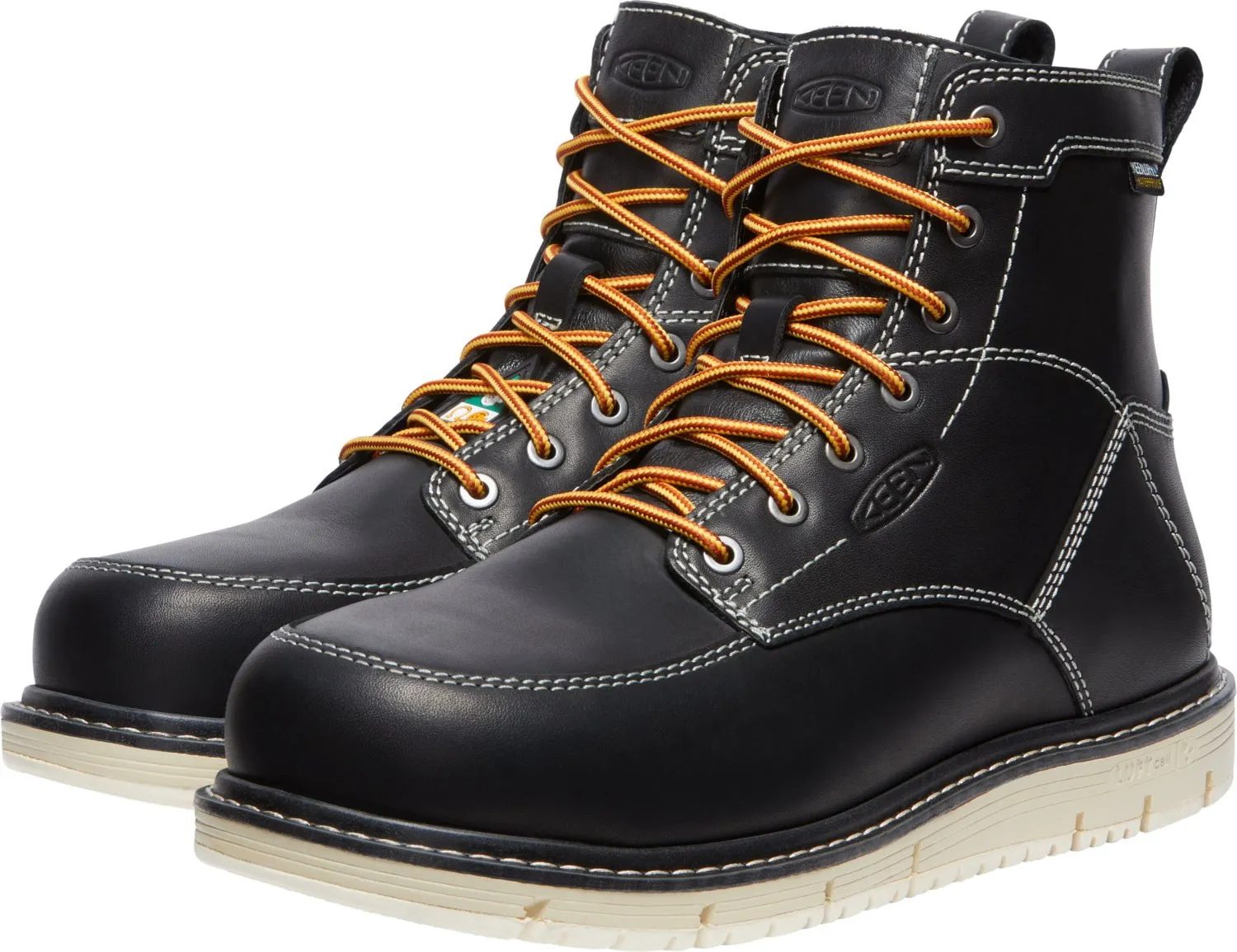 Keen Utility Mens CSA San Jose 6in WP Black/Off White Leather Work Boots