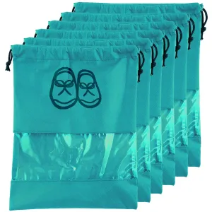 Kuber Industries Non Woven Waterproof & Portable Drawstring Shoe Cover with Transparent Window,Pack of 6 (Blue)