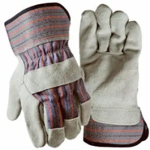 Leather-Palm Work Gloves, Suede Cowhide, Men's L