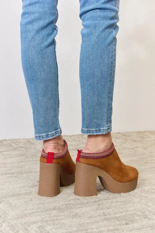 Legend Footwear Platform Suede Clog Heel