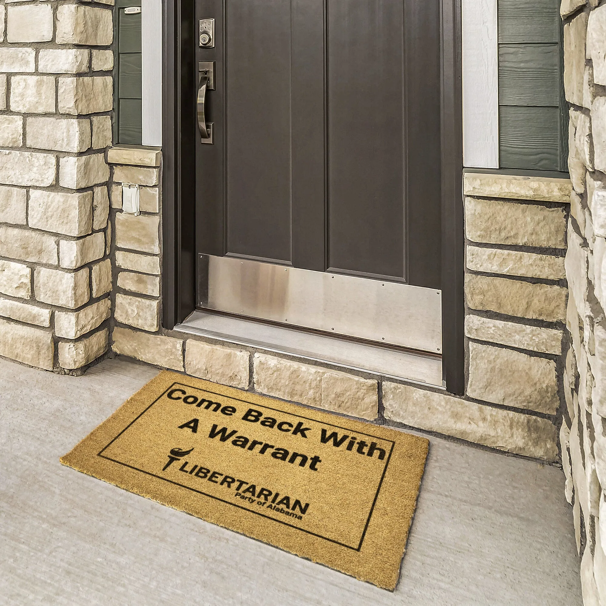 Libertarian Party of Alabama - Come Back with a Warrant Outdoor Mat