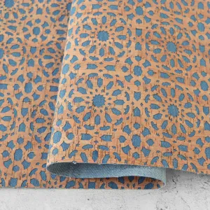 Lite Denim Backed Mandala Cork Fabric