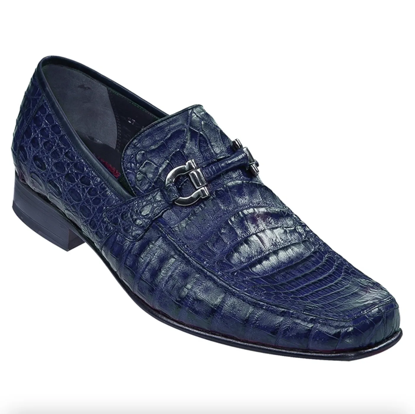 Los Altos All-Over Navy Blue Crocodile Belly Loafers