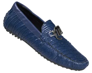 Mauri - "3165/1" Electric Blue Karung Plisse/Nappa Loafer