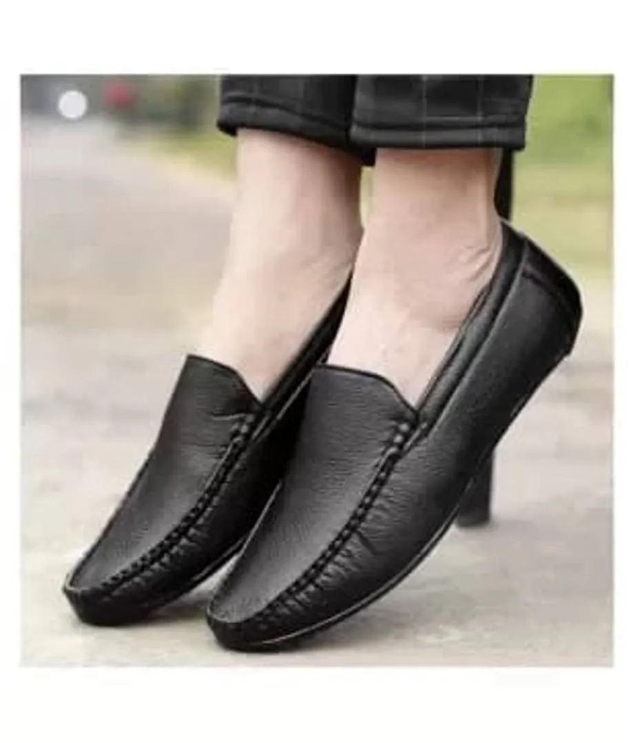 Modern Black Solid Synthetic Leather Casual Loafers For Men