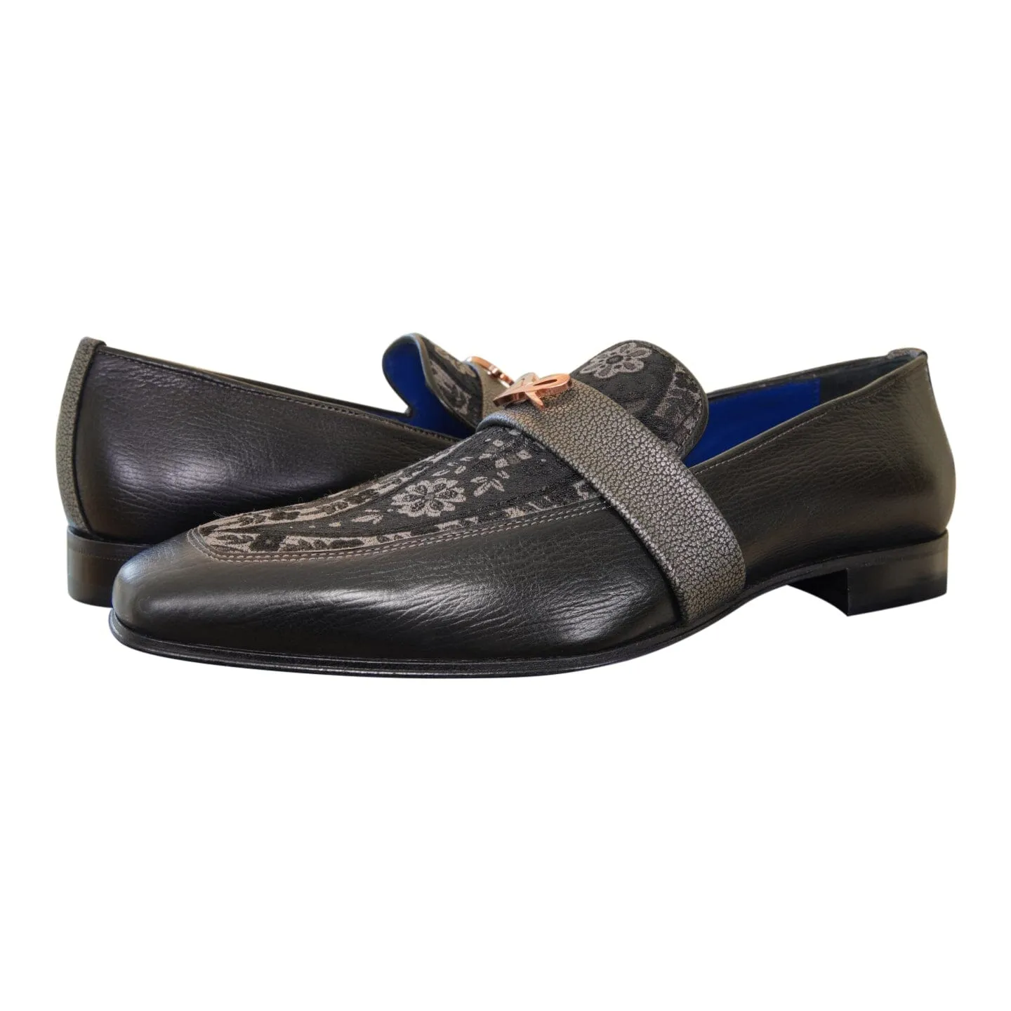 Nero Gunmetal Paisley With Rose Gold Hardware Loafer