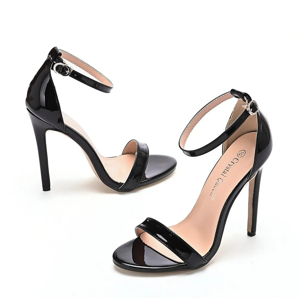 Open Toe Brief Ankle-Strap Casual High Heels