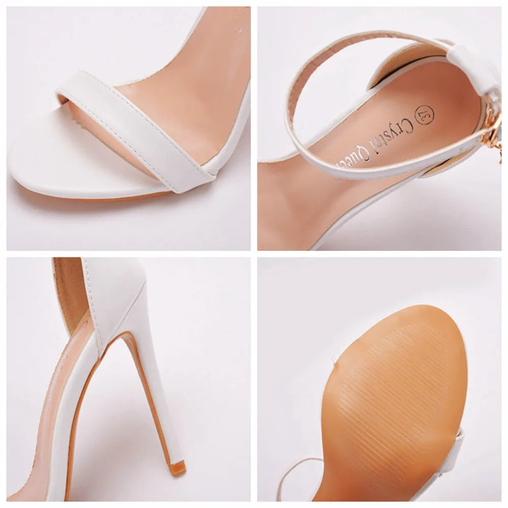 Open Toe Brief Ankle-Strap Casual High Heels