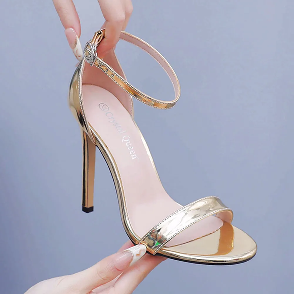 Open Toe Brief Ankle-Strap Casual High Heels