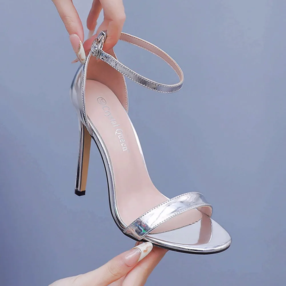 Open Toe Brief Ankle-Strap Casual High Heels