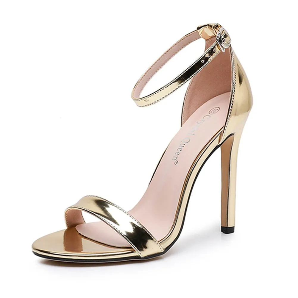 Open Toe Brief Ankle-Strap Casual High Heels