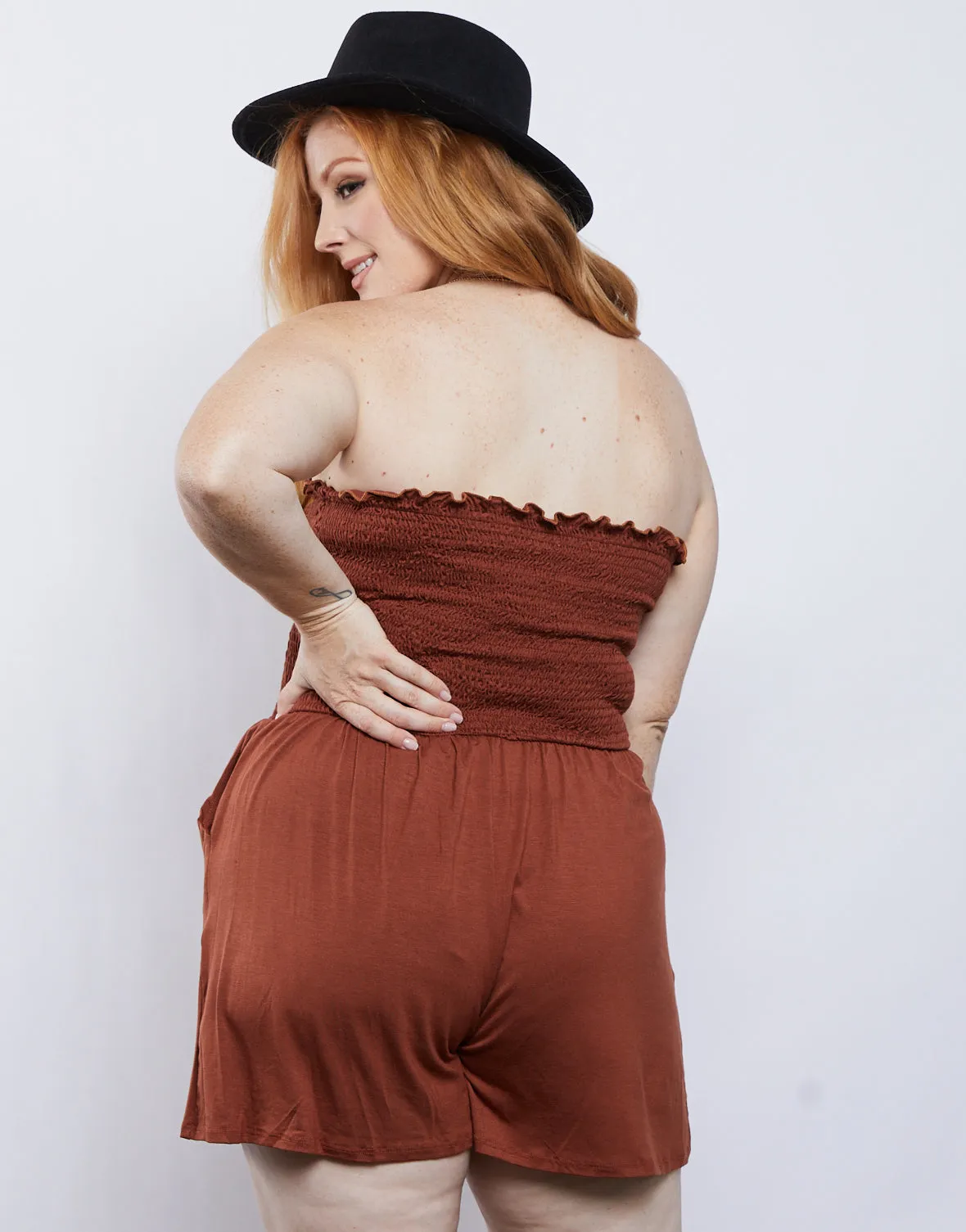 Plus Size Girl On The Go Strapless Romper