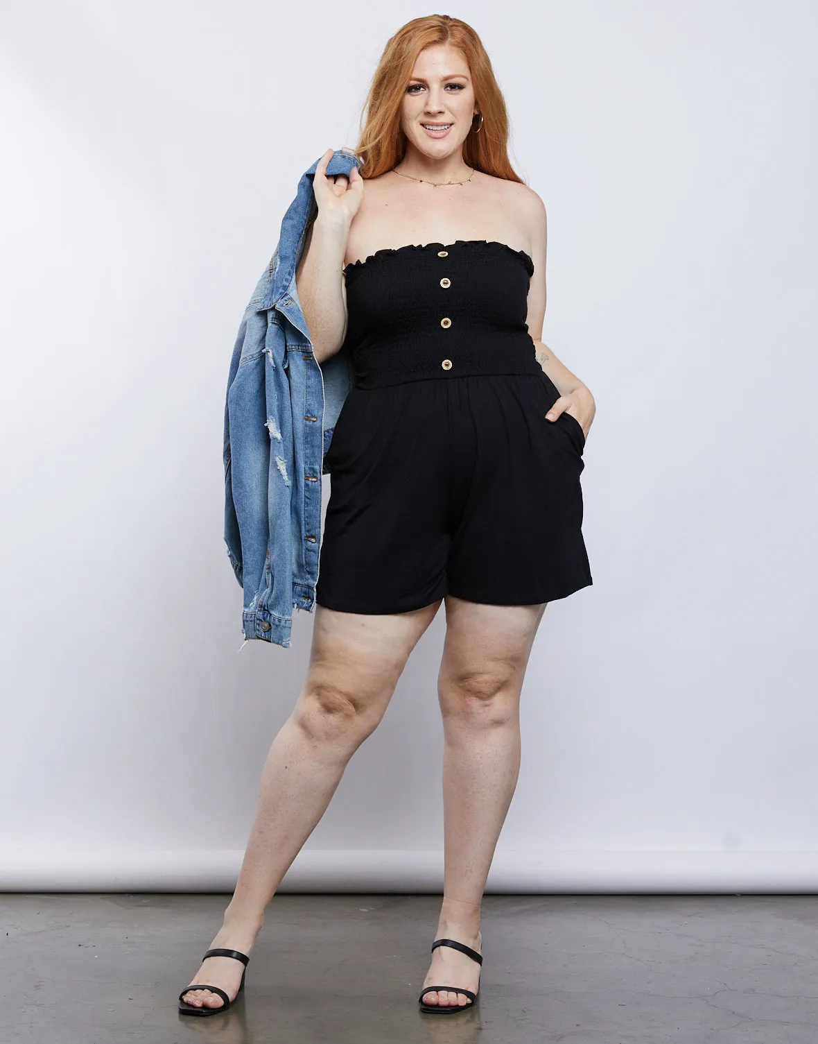 Plus Size Girl On The Go Strapless Romper